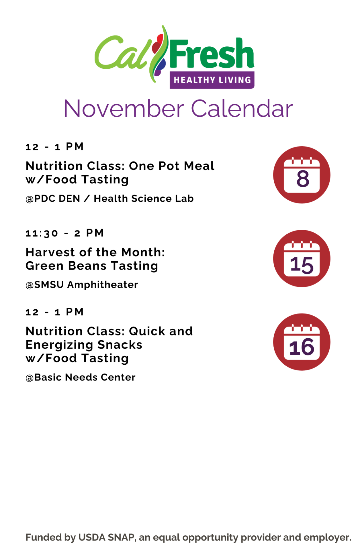 CalFresh Healthy Living November 2023 Events